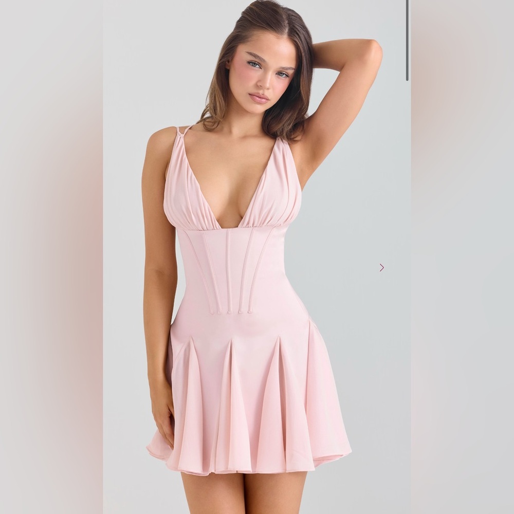 HOUSE OF CB 'Samida' Pink Satin Corset Mini Dress/Size S-US 4-6 $269 - Picture 3 of 10